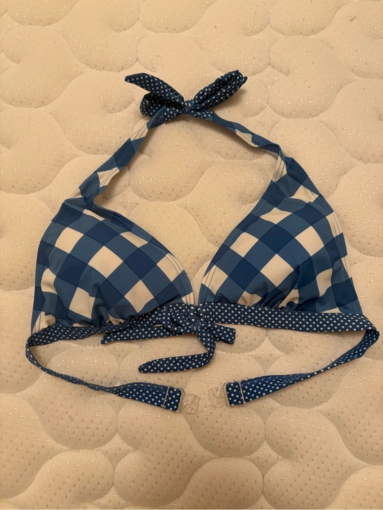 Other - Blue Gingham Halter Bikini Top - Women Swim
